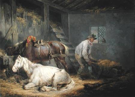 Horses in a Stable a George Morland