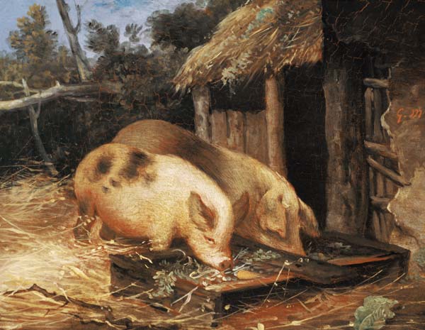 Pigs at a Trough a George Morland