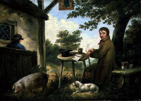 Portrait of the Artist Outside the Bell Inn a George Morland