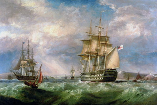 British Men-O'-War Sailing into Cork Harbour a George Mounsey Wheatley Atkinson