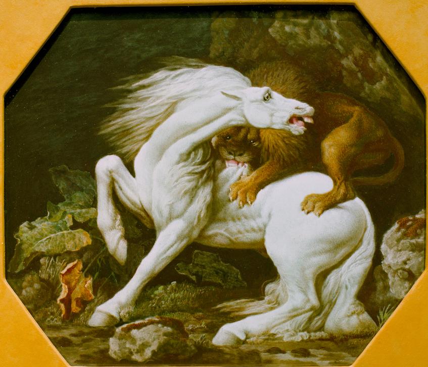 Löwe, ein Pferd attackierend a George Stubbs