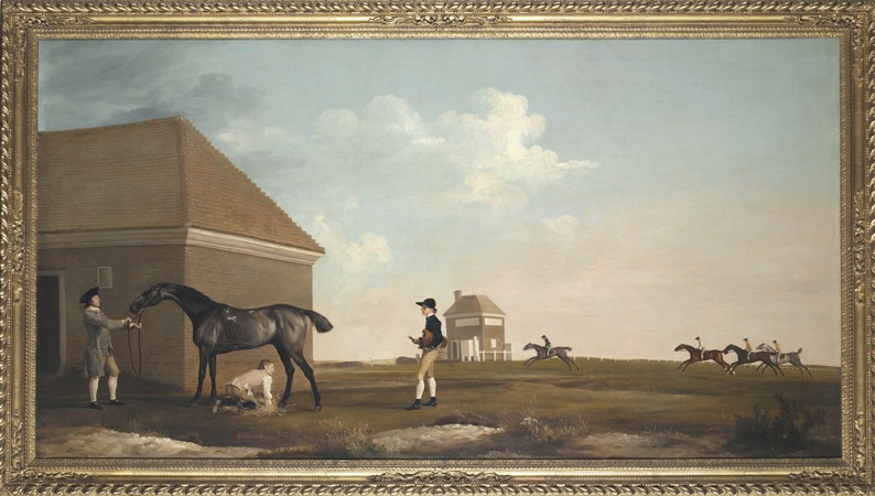 Gimcrack on Newmarket Heath, with a Trainer, a Stable-Lad, and a Jockey a George Stubbs