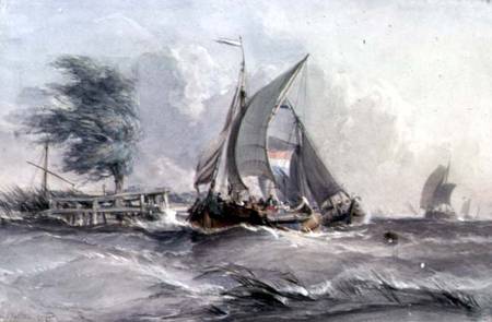 A Windy Day: Boats in a Gale a George the Elder Chambers