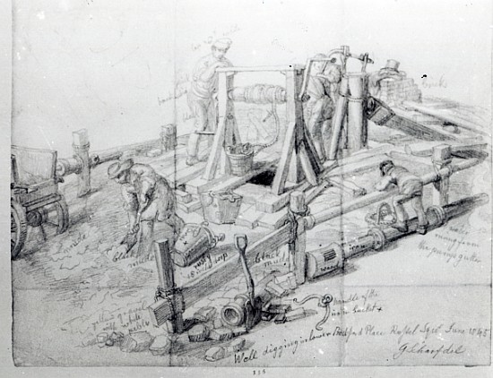 Digging a well in Lower Bedford Place, London a George the Elder Scharf