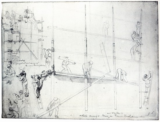 Putting up Scaffolding outside Craig''s House, Francis Street, London a George the Elder Scharf