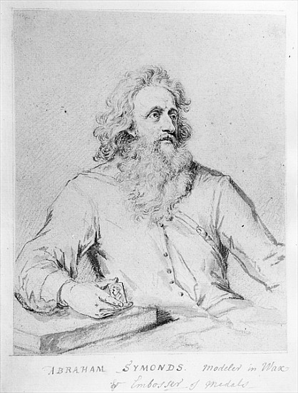 Abraham Symonds, after a portrait Sir Godfrey Kneller (pen & ink and wash on paper) a George Vertue