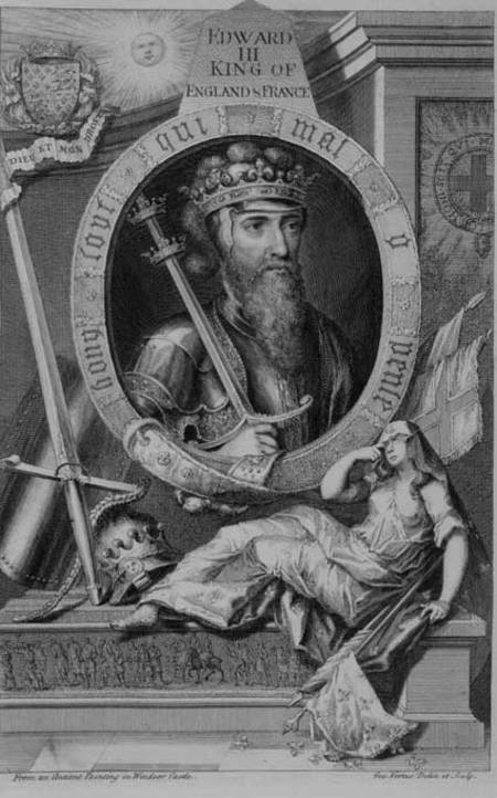 Edward III (1312-77) King of England from 1327, after a painting in Windsor Castle, engraved by the a George Vertue