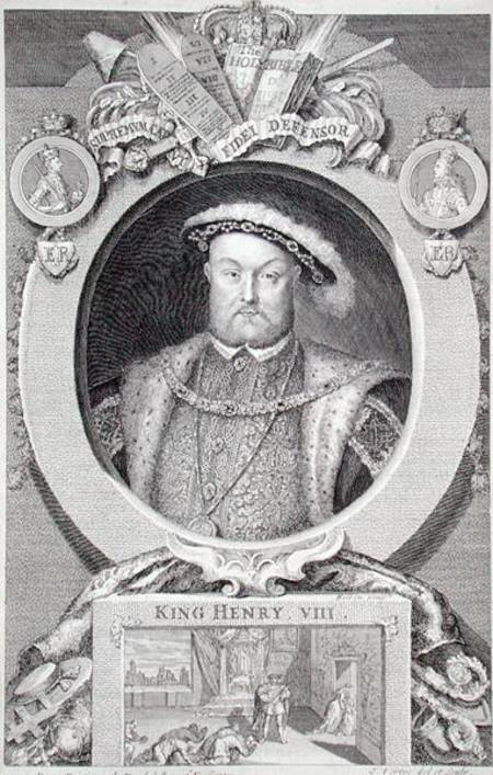 Henry VIII (1491-1547), after a painting in the Royal Gallery at Kensington a George Vertue