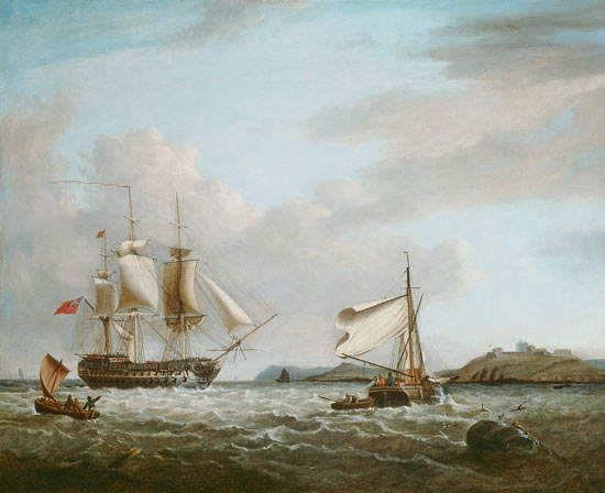 An English Man-of-War off Pendennnis Castle Falmouth 1801 a George Webster