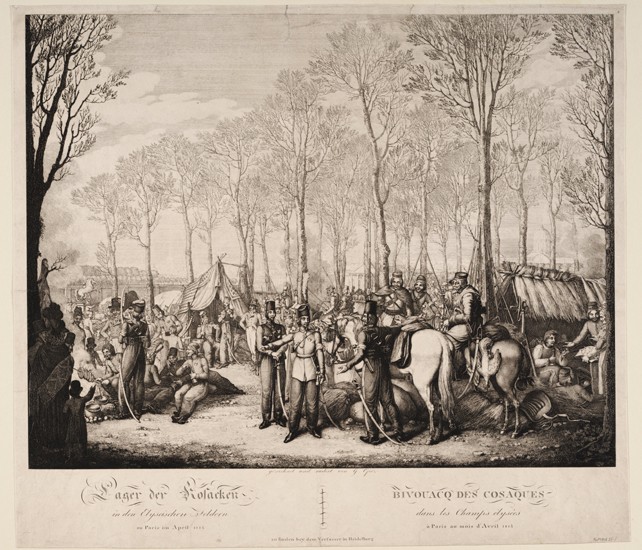Bivouac of the Cossacks at the Avenue des Champs-Elysées in Paris on April 1814 a Georg Emanuel Opiz