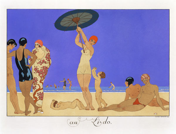 At the Lido, engraved by Henri Reidel, 1920 (litho) a Georges Barbier