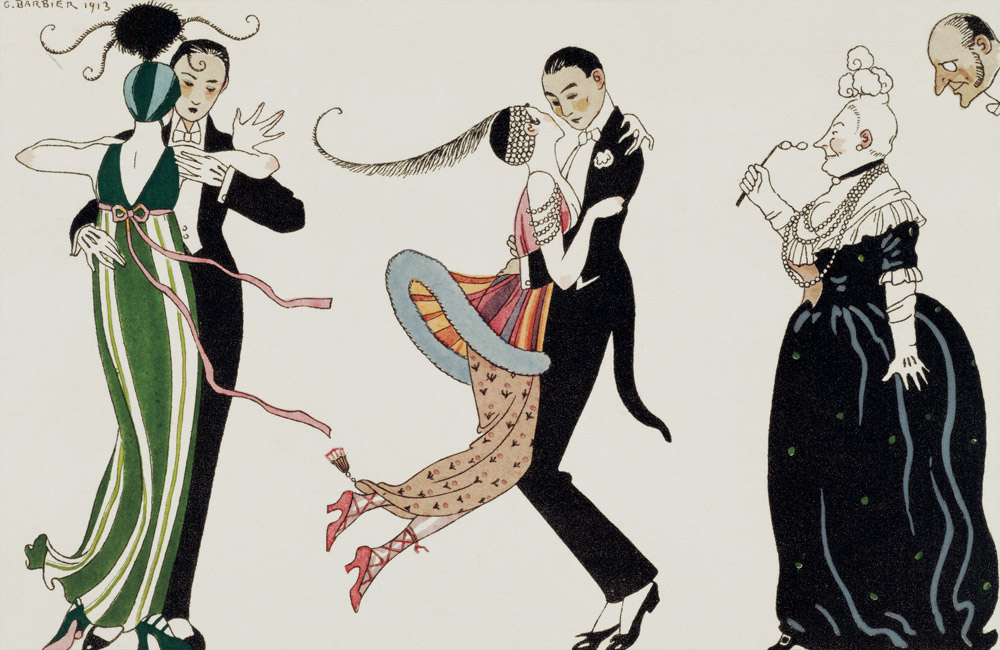 The Madness of the Day, engraved by H. Reidel for the Friends of the Journal des Dames et des Modes, a Georges Barbier