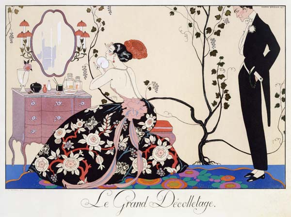 The Backless Dress, engraved by Henri Reidel, 1920 (colour litho) a Georges Barbier