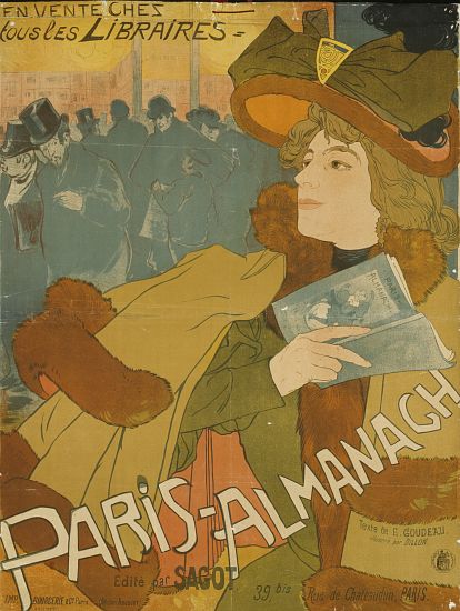 French poster advertising the Paris Almanac, printed by Bourgerie, Paris a Georges de Feure