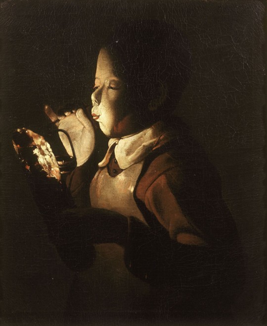 Boy Blowing at Lamp a Georges de La Tour