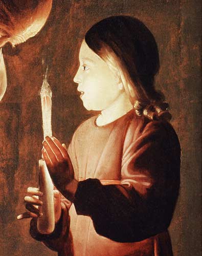 St. Joseph the Carpenter, detail of the Infant Christ a Georges de La Tour