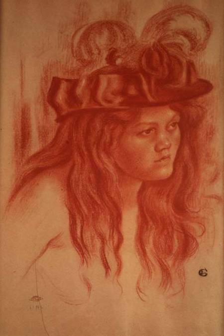 Young Girl with a Hat (crayon) a Georges Lemmen