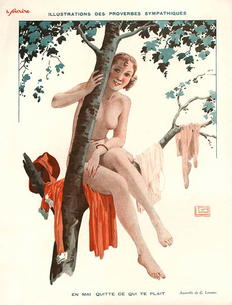 En mai quitte ce qui te plait, illustration from ''Le Sourire'', 1920s (colour litho)  a Georges Leonnec