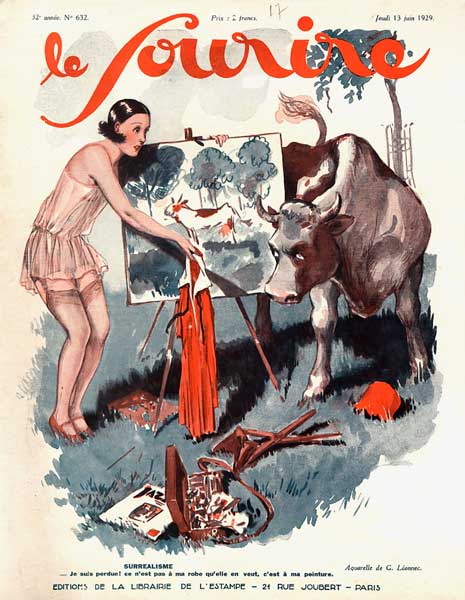 Front cover of ''Le Sourire'', 1929 (colour litho)  a Georges Leonnec