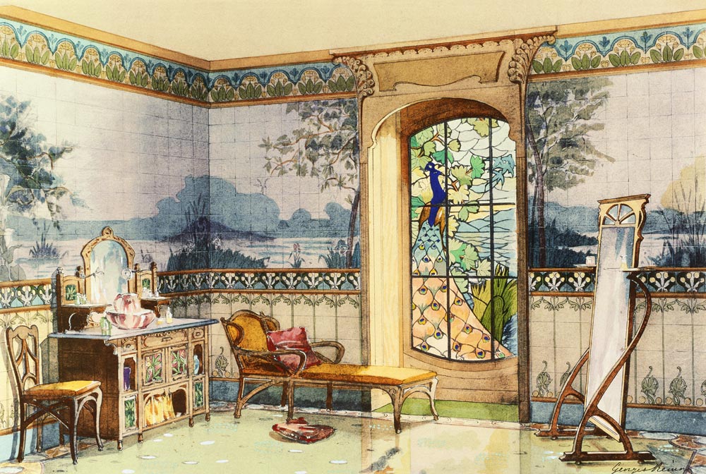 Design for a Bathroom, from 'Interieurs Modernes', published Paris, 1900 (colour litho) a Georges Remon