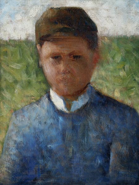 Country lad in blues a Georges Seurat