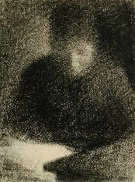Seurat / Woman reading / Chalk Drawing a Georges Seurat