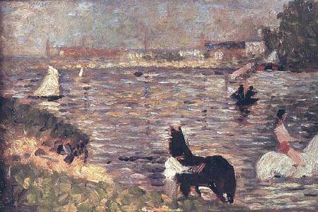 Horses in a River a Georges Seurat