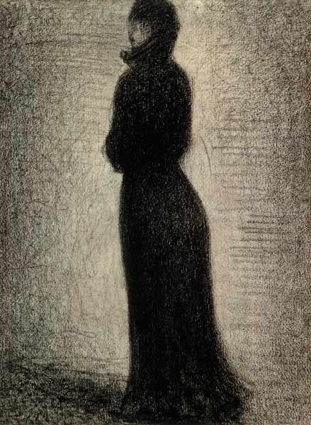 Seurat / Woman in black / Chalk Drawing a Georges Seurat