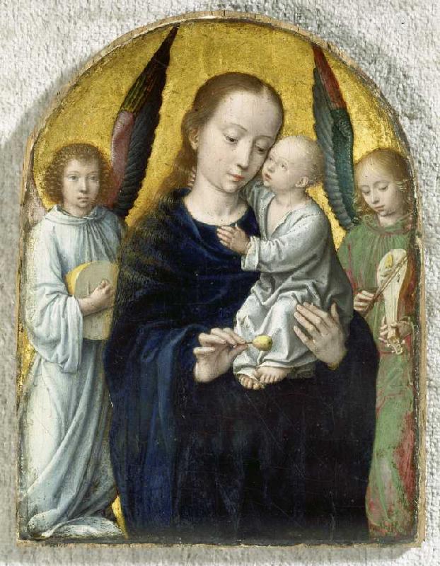 Maria with the child between angels playing instruments a Gerard David