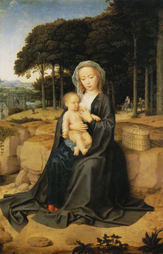 Maria with the child at the quiet on the flight to Egypt a Gerard David