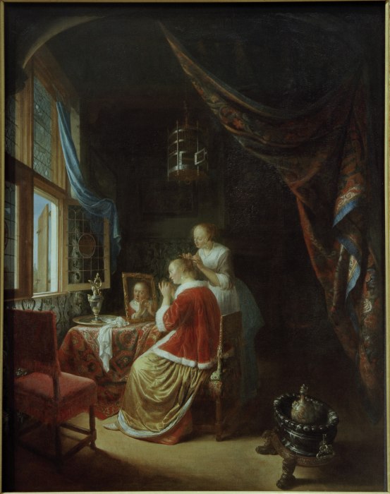 Gerrit Dou, Lady at Dressing Table /Ptg. a Gerard Dou