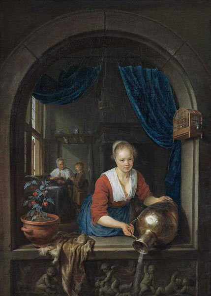 Maid at the window a Gerard Dou