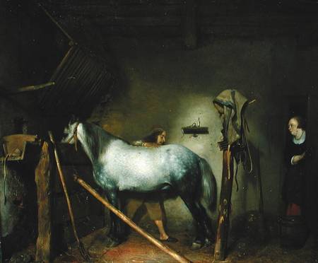 Horse in a Stable a Gerard ter Borch or Terborch