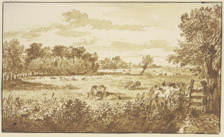 Waldwiese mit Vieh, rechts am Zaun der Hirte a Gerard van Nijmegen