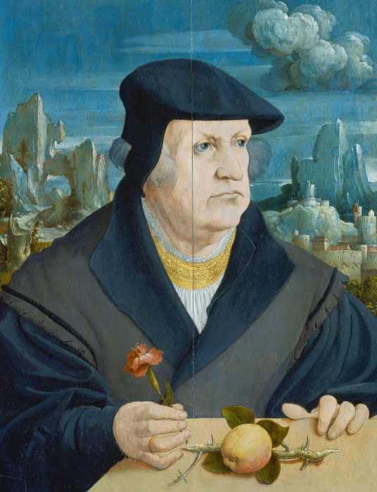 Portrait of a Man in a Landscape holding a Carnation a Gerlach Flicke