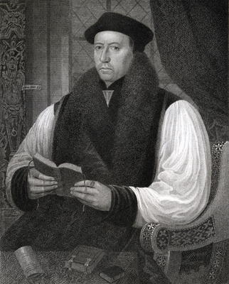 Portrait of Thomas Cranmer (1489-1556) from 'Lodge's British Portraits', 1823 (litho) a Gerlach Flicke