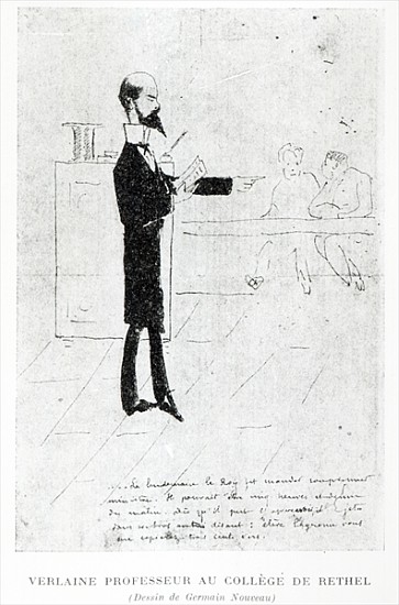 Verlaine teaching at the Institution Notre-Dame in Rethel, 1877-79 (pen, ink & crayon) a Germain Nouveau