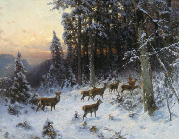 A winter evening in the Black Forest a Scuola Tedesca