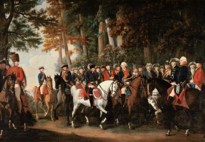 King Frederick II''s return from Preussen von Manoever, c.1785 a Scuola Tedesca