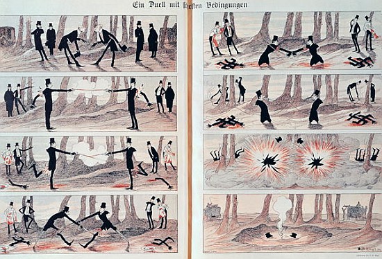A Duel, from ''Simplicissimus'', 20th June 1896 a Scuola Tedesca