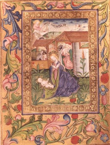 Codex Ser Nov 2599 f. 39v The Birth of Christ a Scuola Tedesca