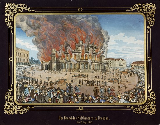 Fire at the Royal Theatre in Dresden on 21st September 1869 a Scuola Tedesca