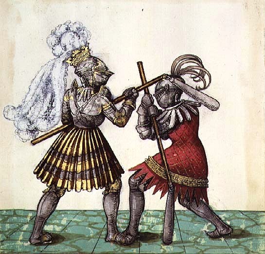 Fol.83 Emperor Maximilian I of Germany (1459-1519) engaged in man-to-man combat, from the ''Freydal  a Scuola Tedesca