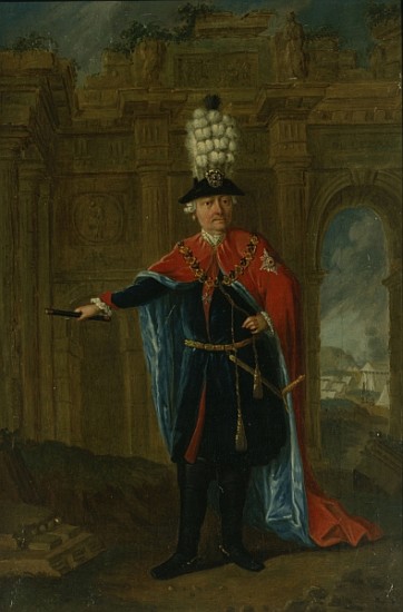 Frederick the Great dressed in the costume of the Order of the Black Eagle a Scuola Tedesca