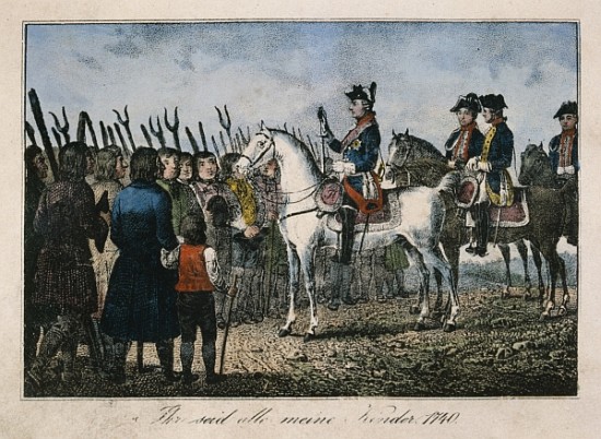Frederick the Great with the farmers a Scuola Tedesca