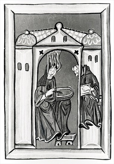 Hildegard of Bingen receiving the Light from Heaven, c.1151 a Scuola Tedesca