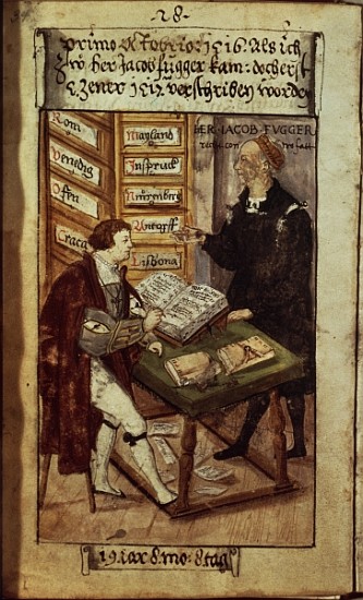 Jakob Fugger in his office a Scuola Tedesca