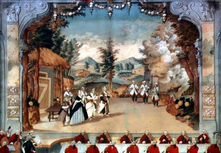 Joseph Haydn (1732-1809) at the first performance of his opera 'L'Incontro Improvviso' in the Esterh a Scuola Tedesca