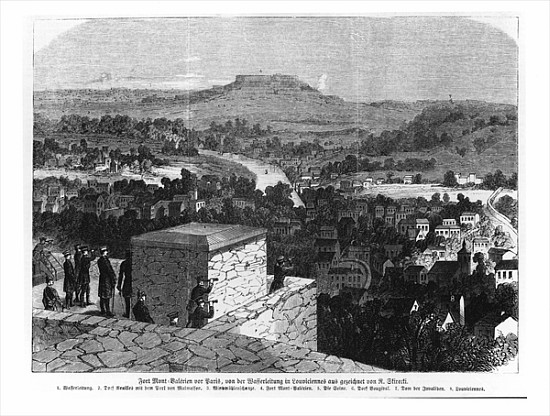 Mount Valerien seen from Louveciennes, illustration from ''Illustrierte Zeitung'' a Scuola Tedesca