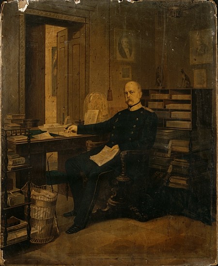 Otto von Bismarck in his Study (w/c on paper on board) a Scuola Tedesca